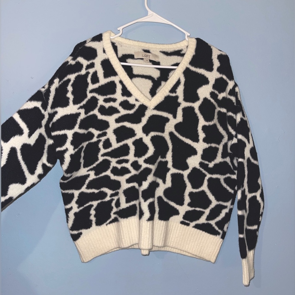 Loft cow print sweater